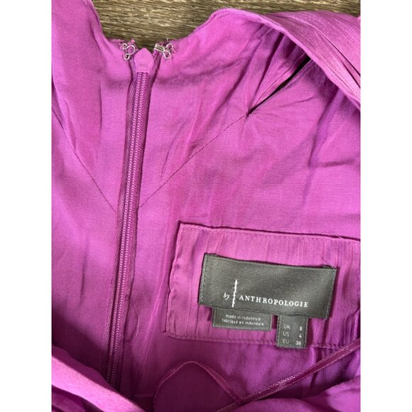 By Anthropologie Deep V-Neck Vibrant Mini Dress Size 4 Purple - Picture 11 of 12